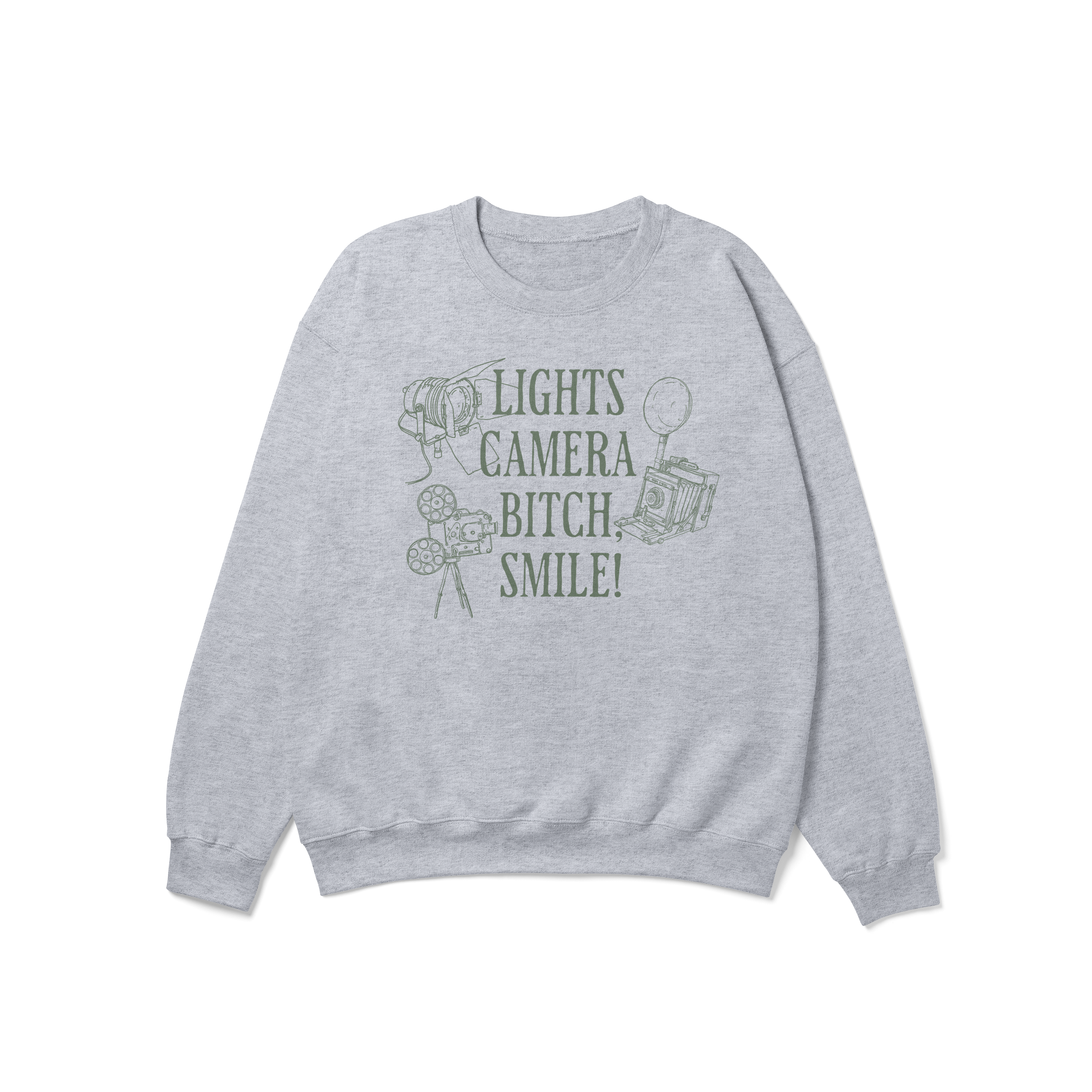 Lights Camera Bitch Smile Crewneck Sweatshirt