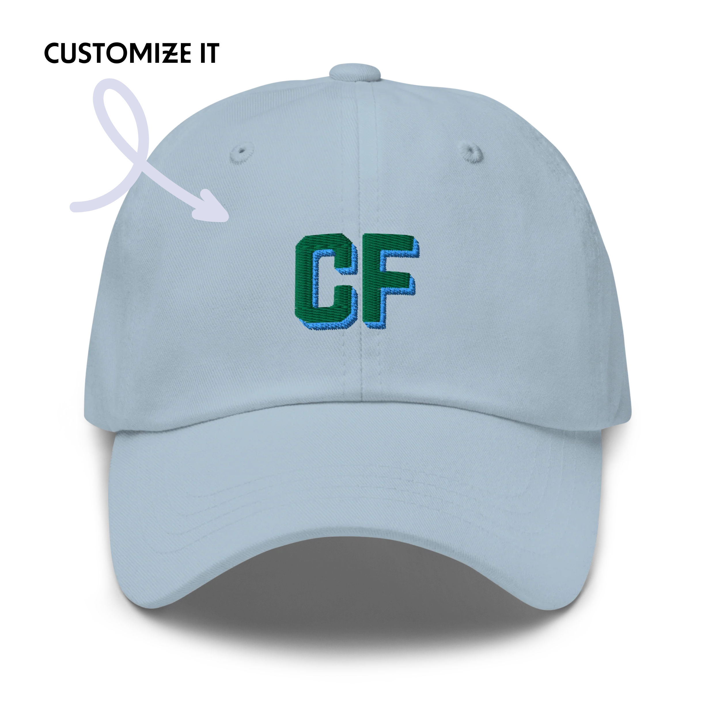 CUSTOM Varsity Initials Green Embroidered Dad Hat