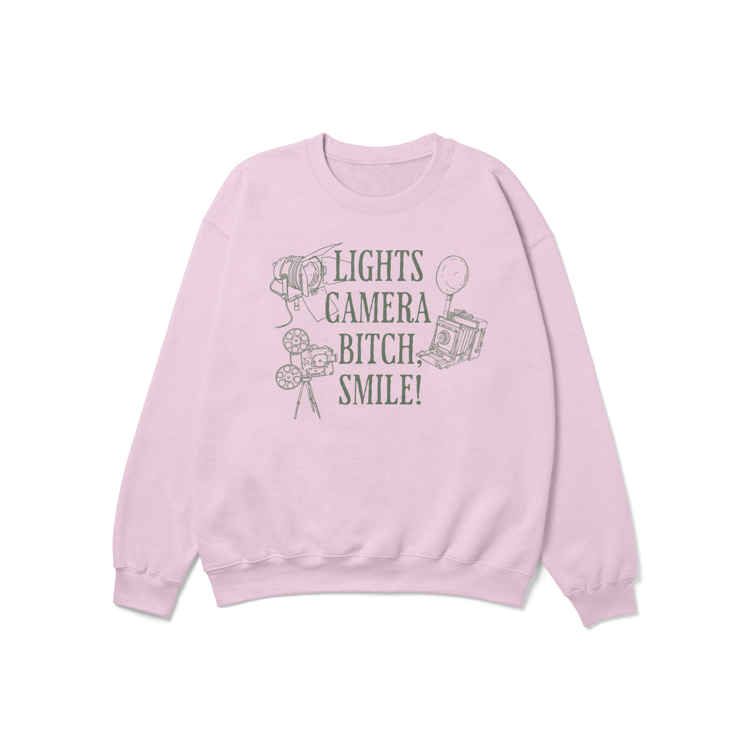 Lights Camera Bitch Smile Crewneck Sweatshirt