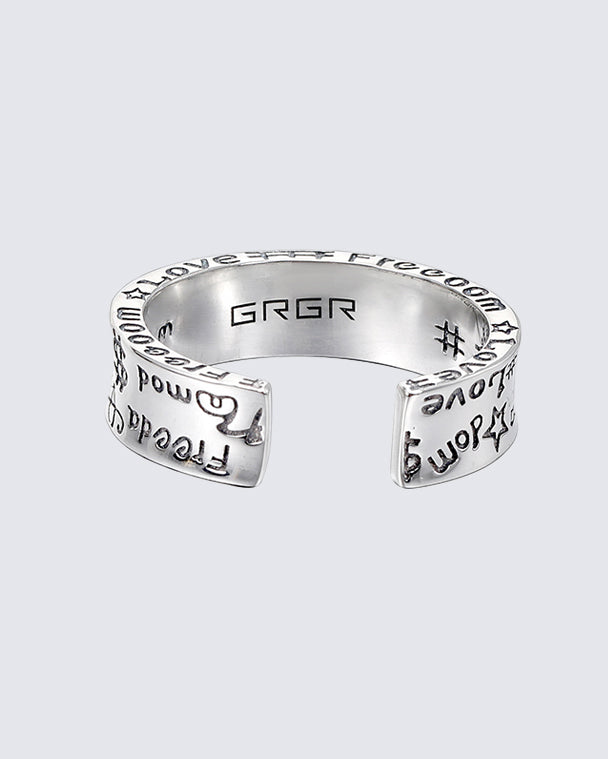 Freedom Love Sterling Silver Hip-Hop Ring