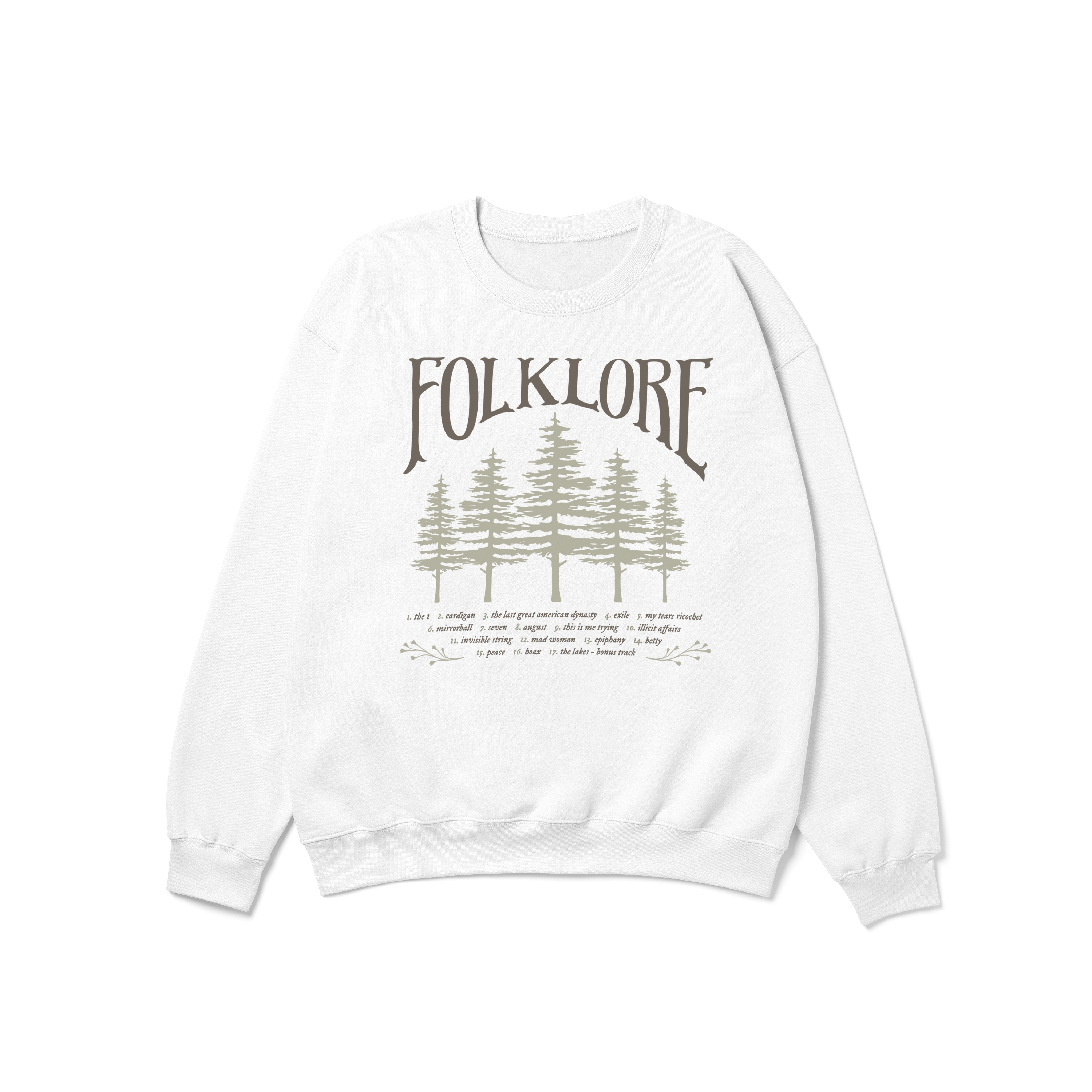 folklore Album Tracklist Crewneck Sweatshirt