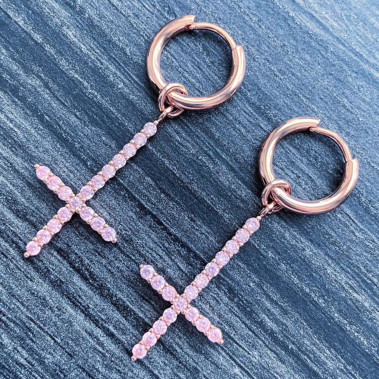 Pink Rose 'Cross' Earring