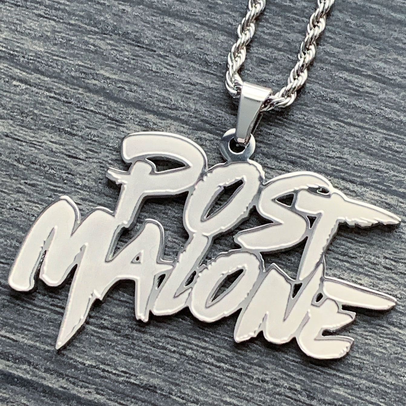 Etched 'Post Malone' Necklace