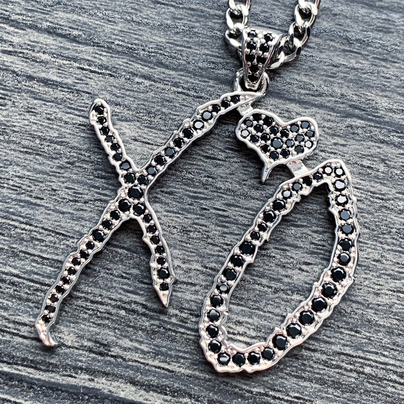 Iced Black 'XO' Necklace