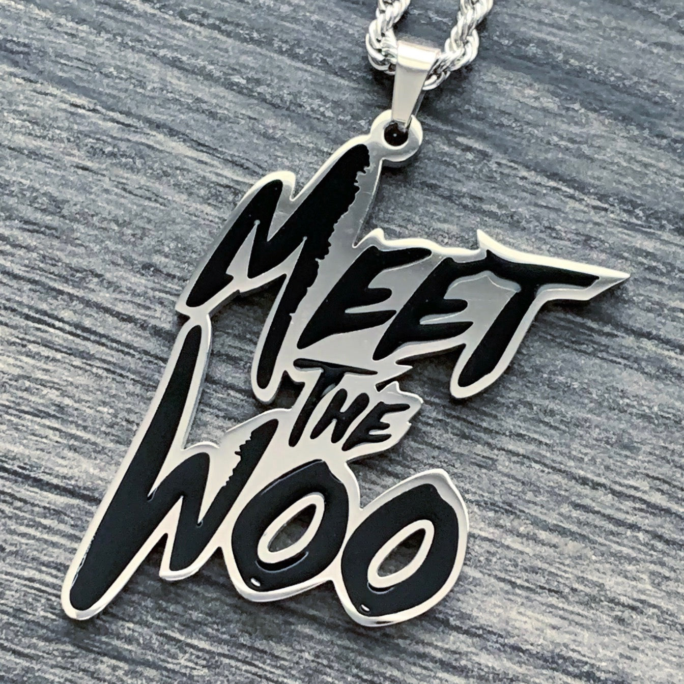 Black 'Meet the Woo' Necklace