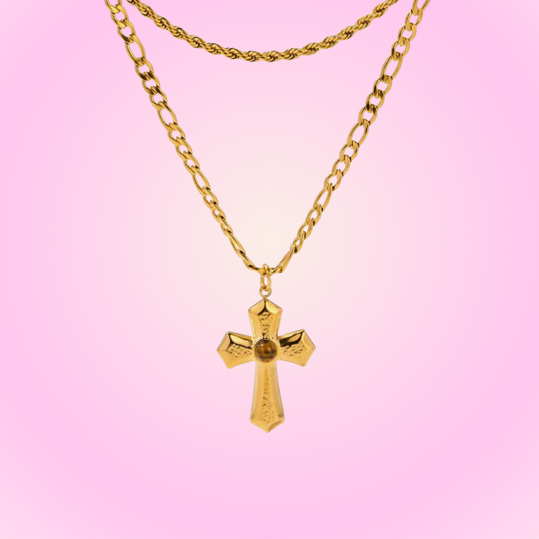 Gem Duo Cross Necklace