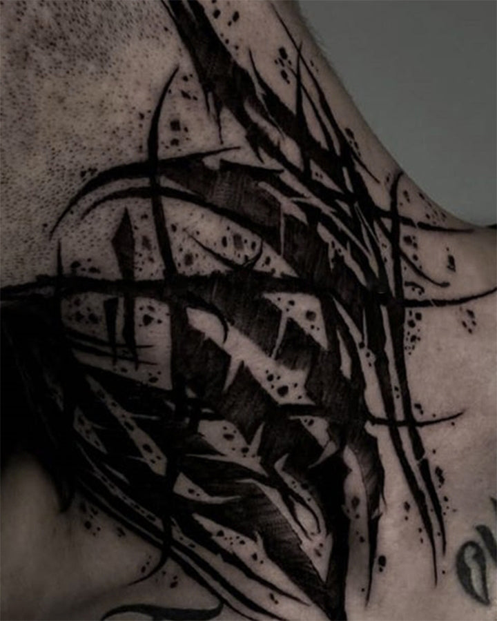 Black Abstract Neck Tattoo Sticker