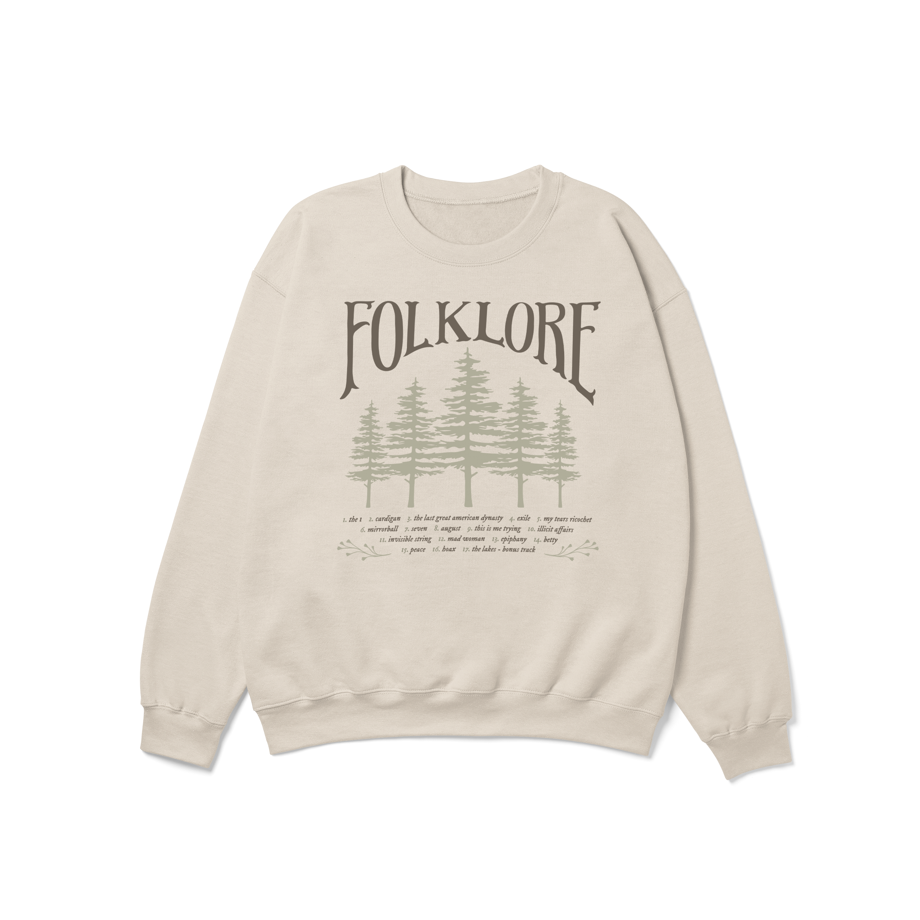 folklore Album Tracklist Crewneck Sweatshirt