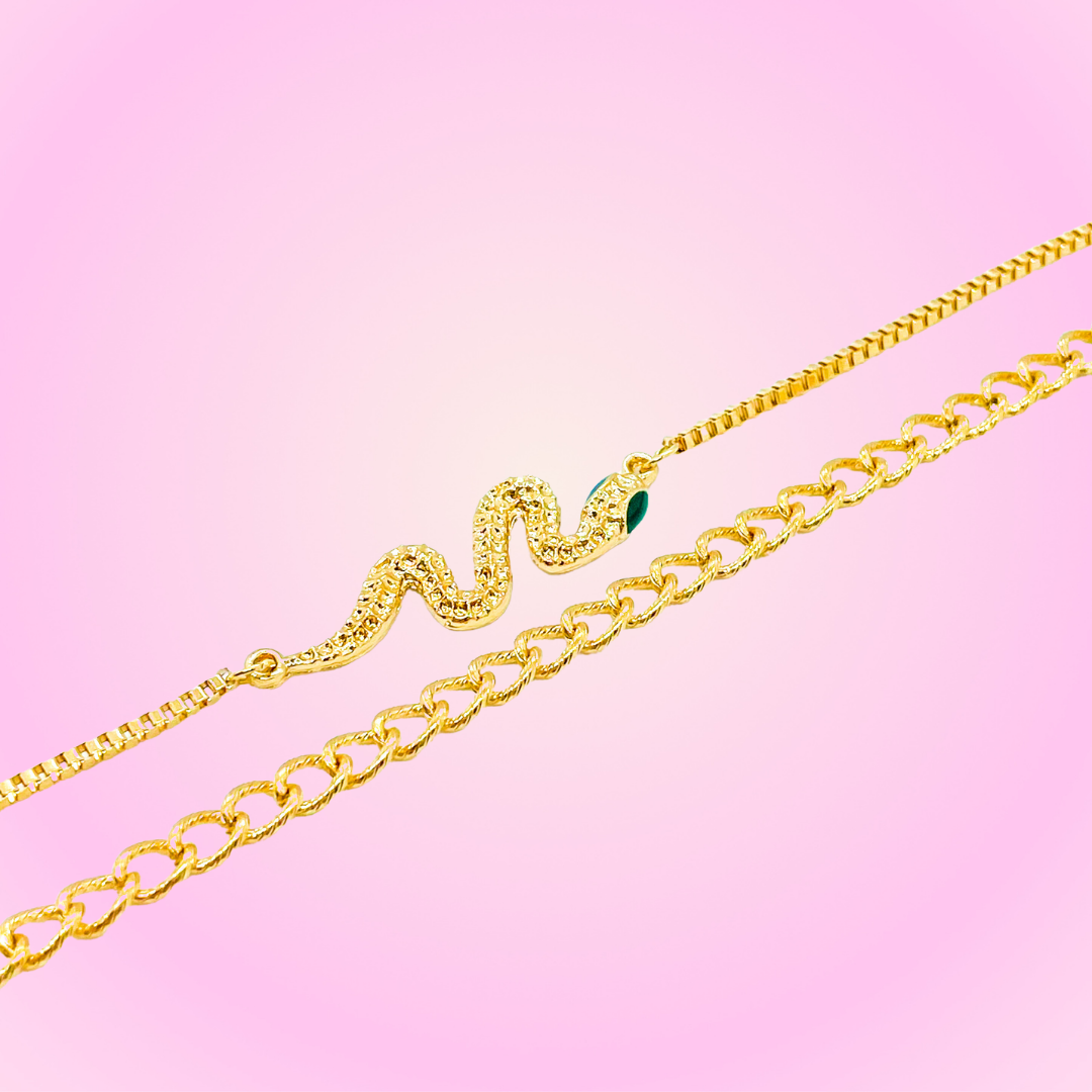 Snake Bracelet Set Gold