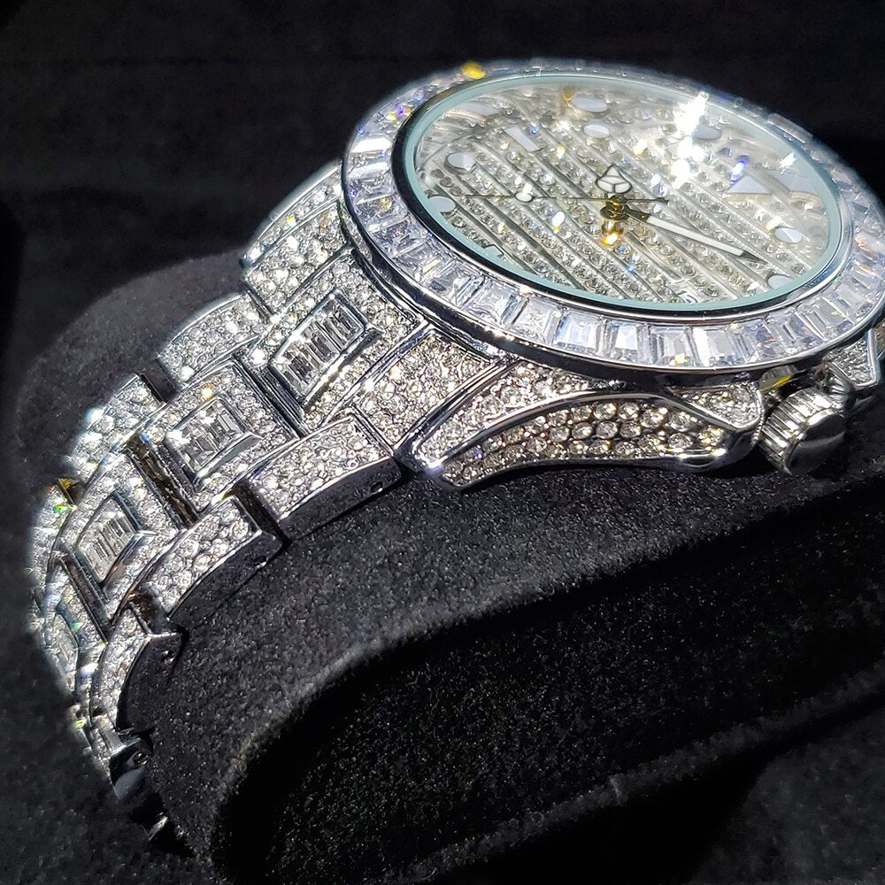 Fully Iced Out GMT Master Baguette watch