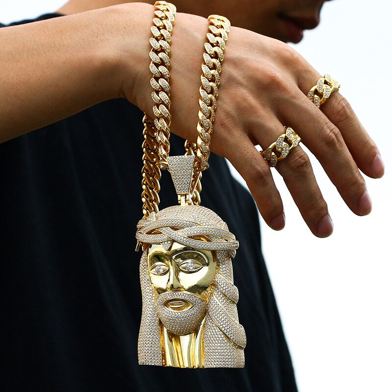 Gold Plated XXL Jesus Pendant