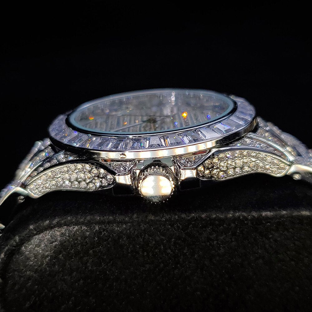 Fully Iced Out GMT Master Baguette watch