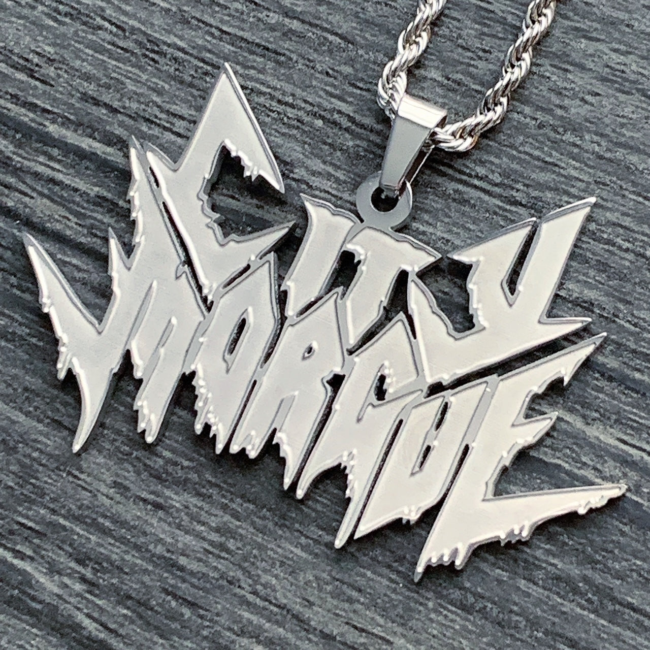 Etched 'City Morgue' Necklace