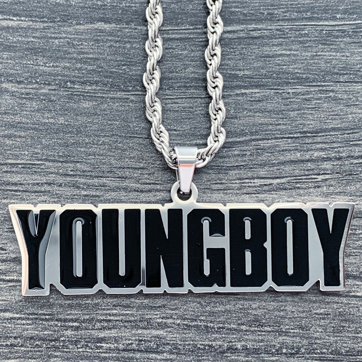 Black 'YOUNGBOY' Necklace