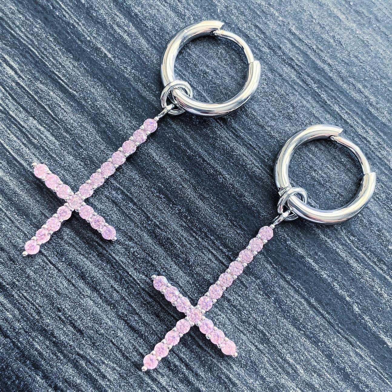 Pink 'Cross' Earring