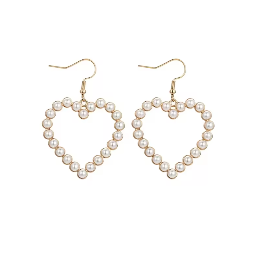 Pearl Heart Earrings