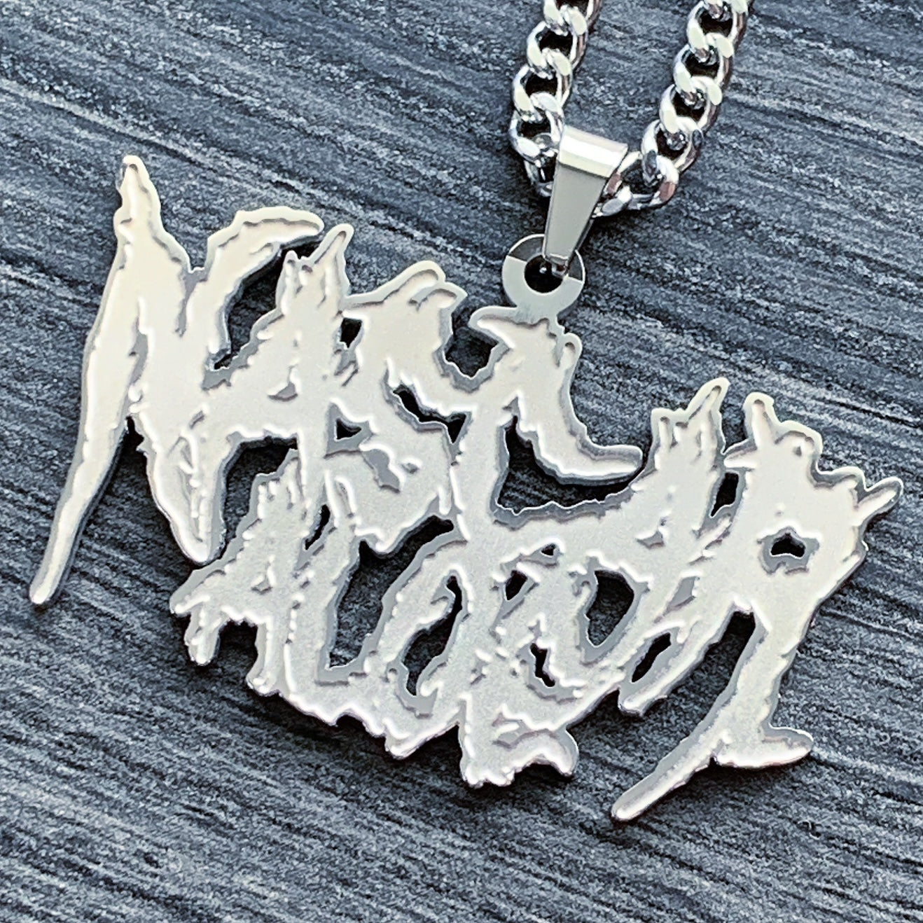 Etched 'NASCAR ALOE' Necklace