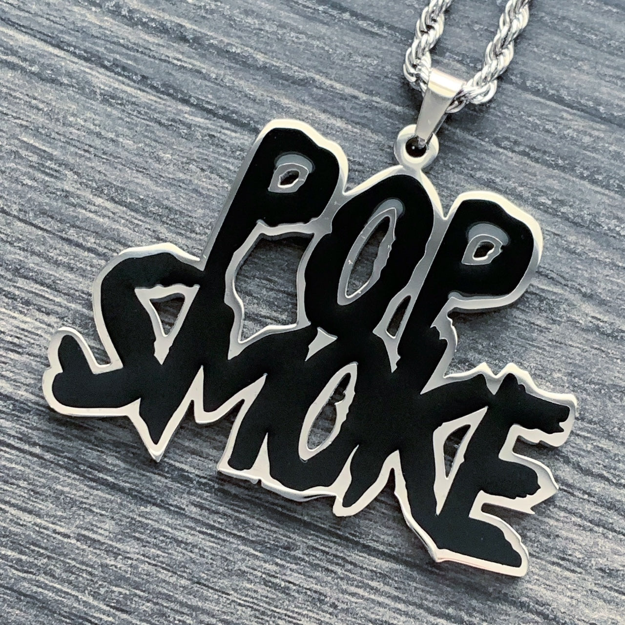 Black 'POP SMOKE' Necklace