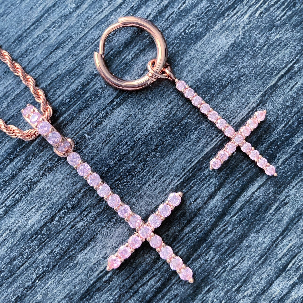 Rose 'Cross' Necklace & Earring Combo