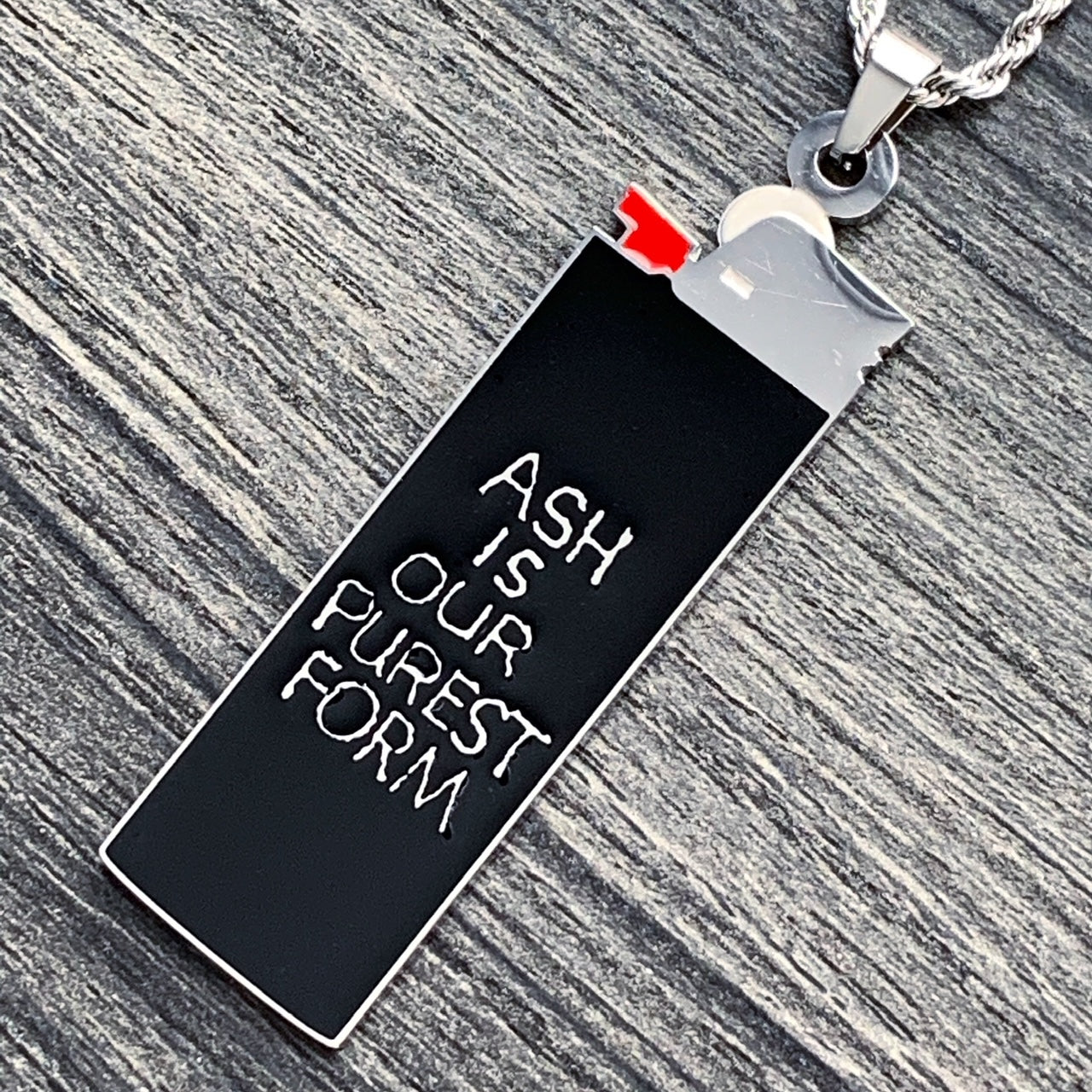 Black 'Ash Is Our Purest Form' Lighter Necklace