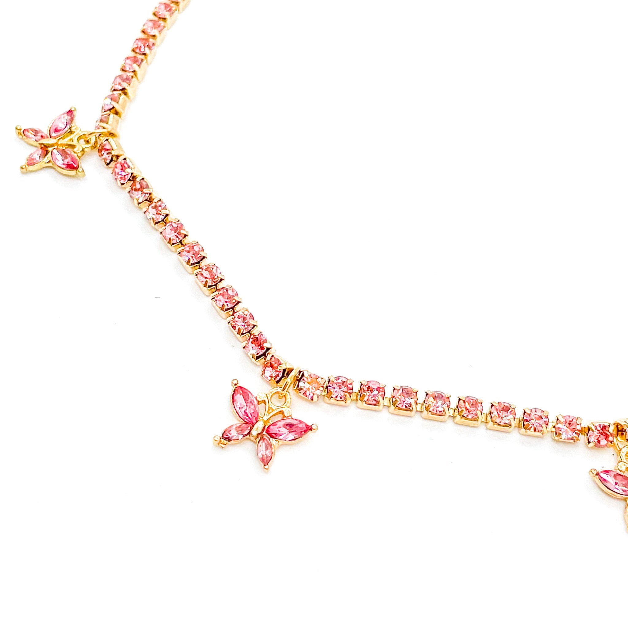 Cute Butterfly Iced Out Necklace Rosé