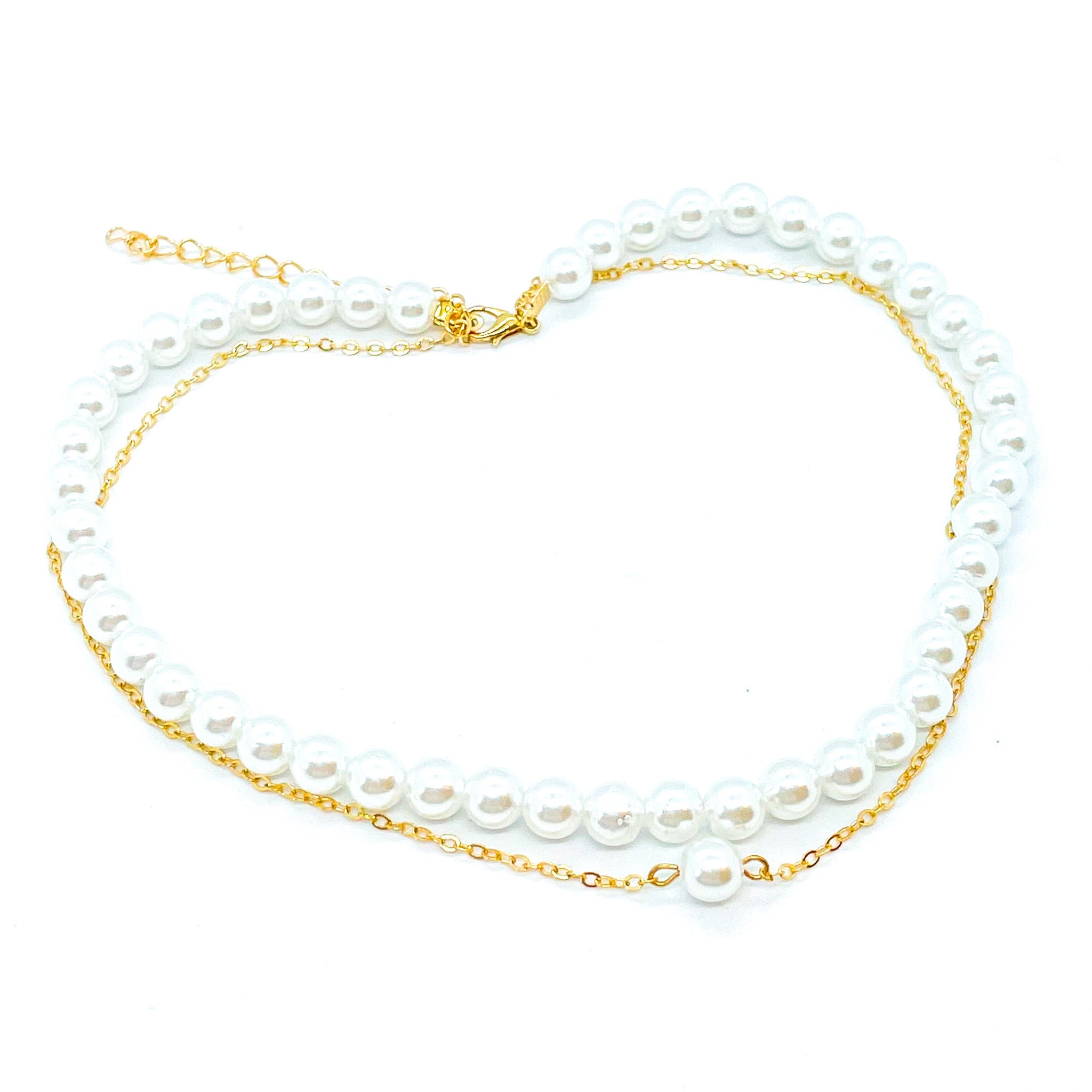 Double Pearl Necklace Gold