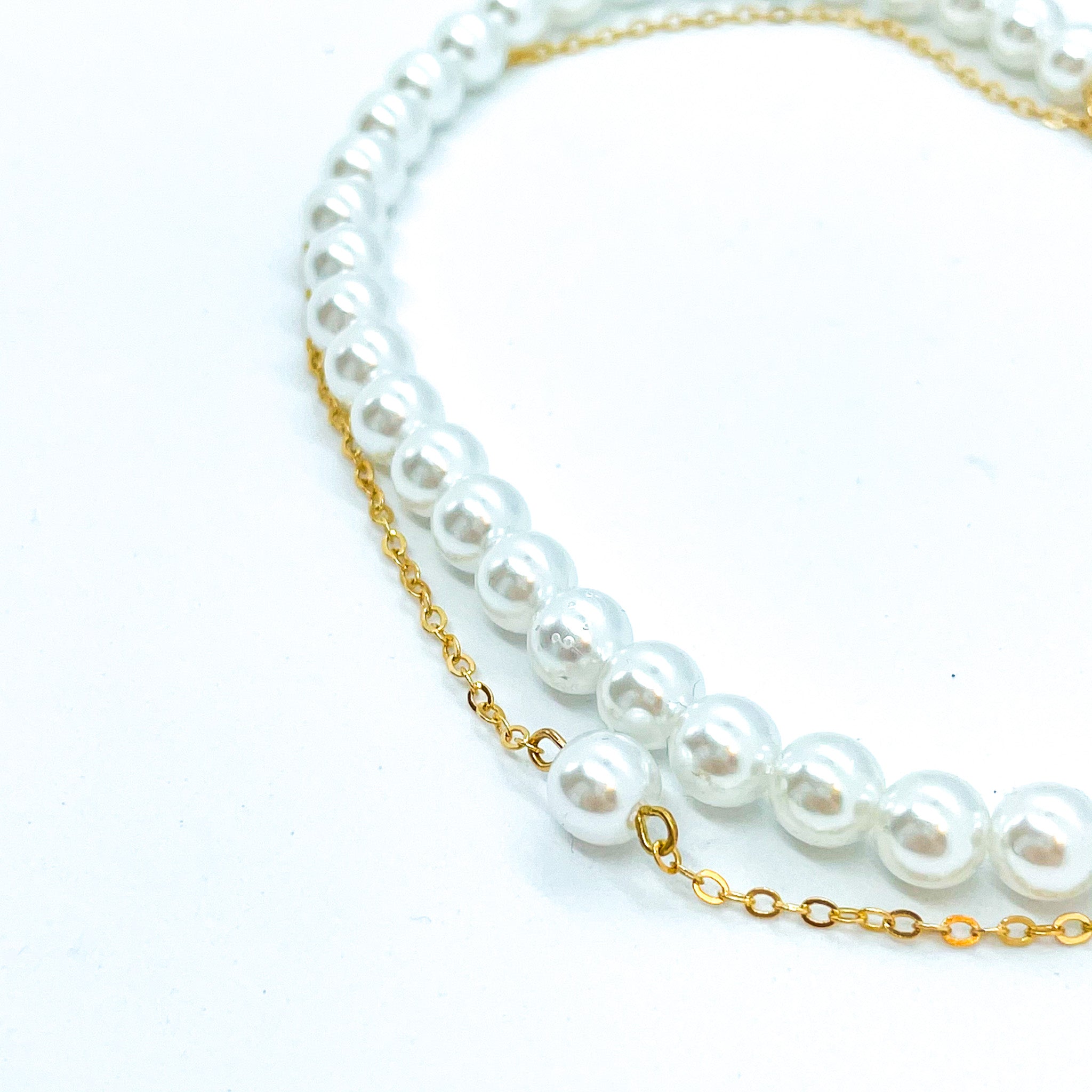 Double Pearl Necklace Gold