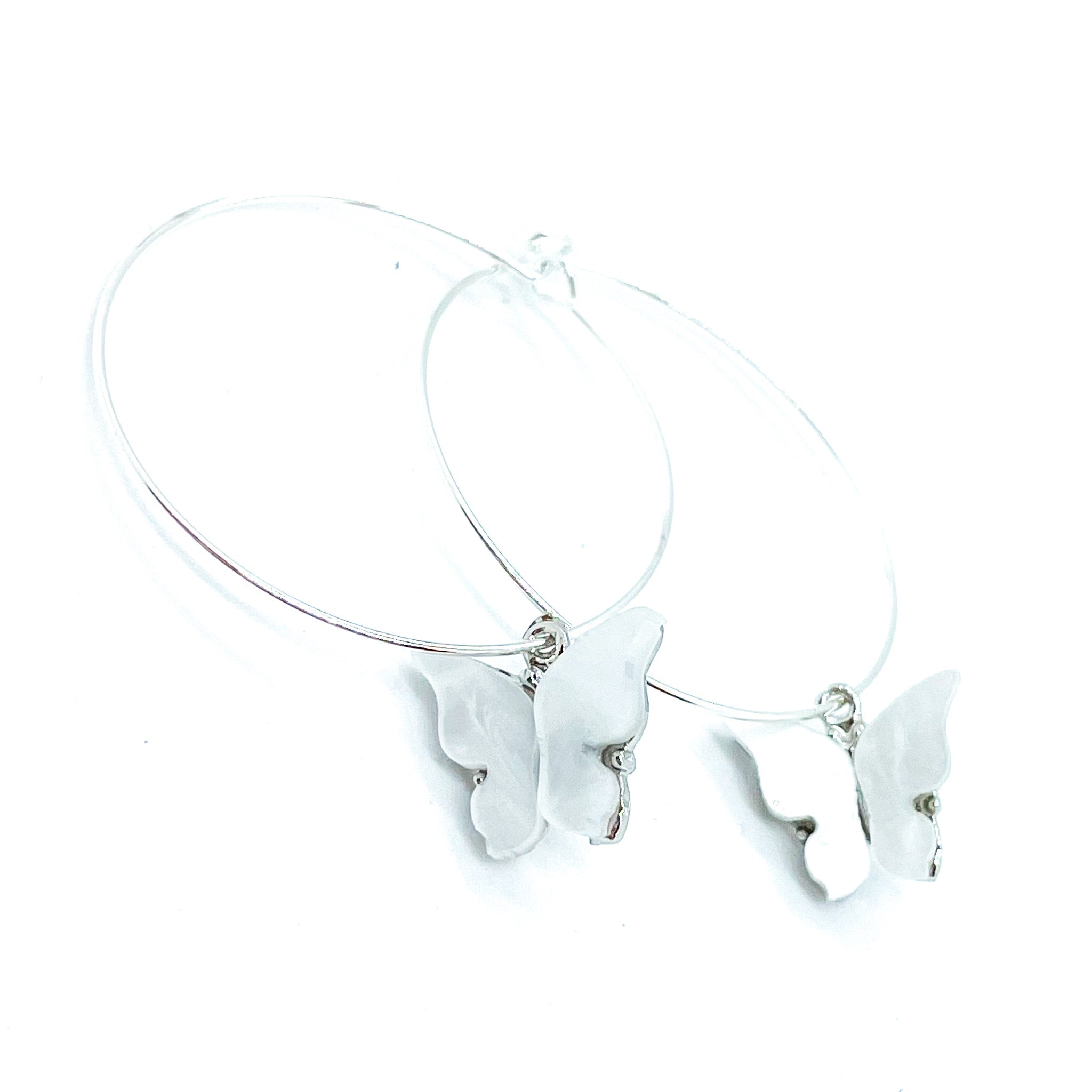 Butterfly Loop Earrings Pearl