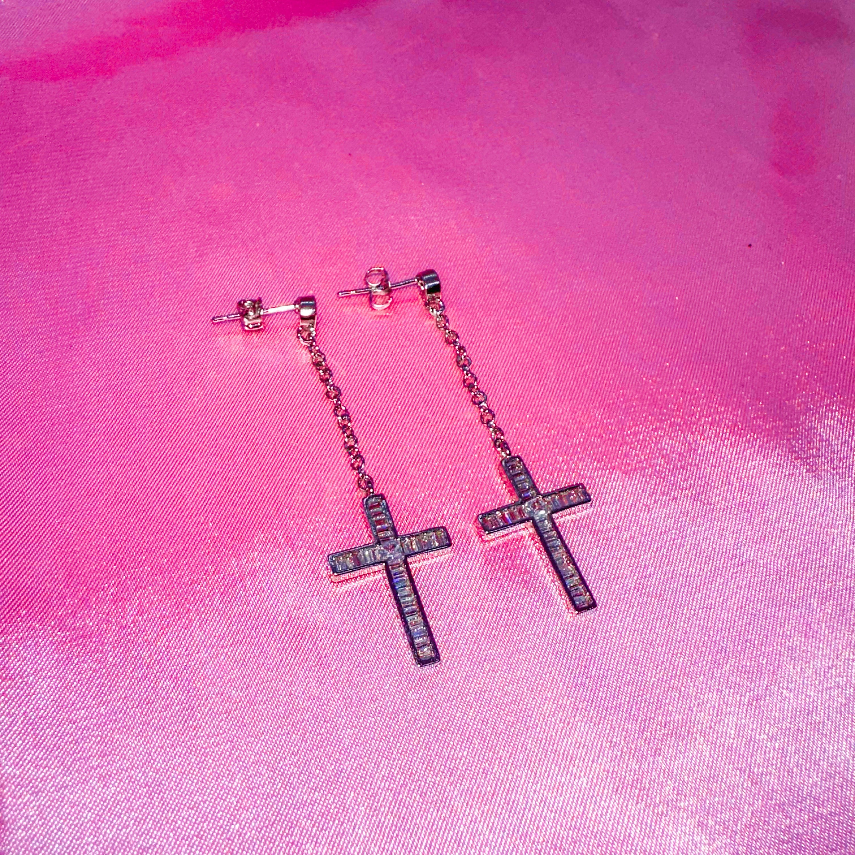 925 Cross Pendant Earrings