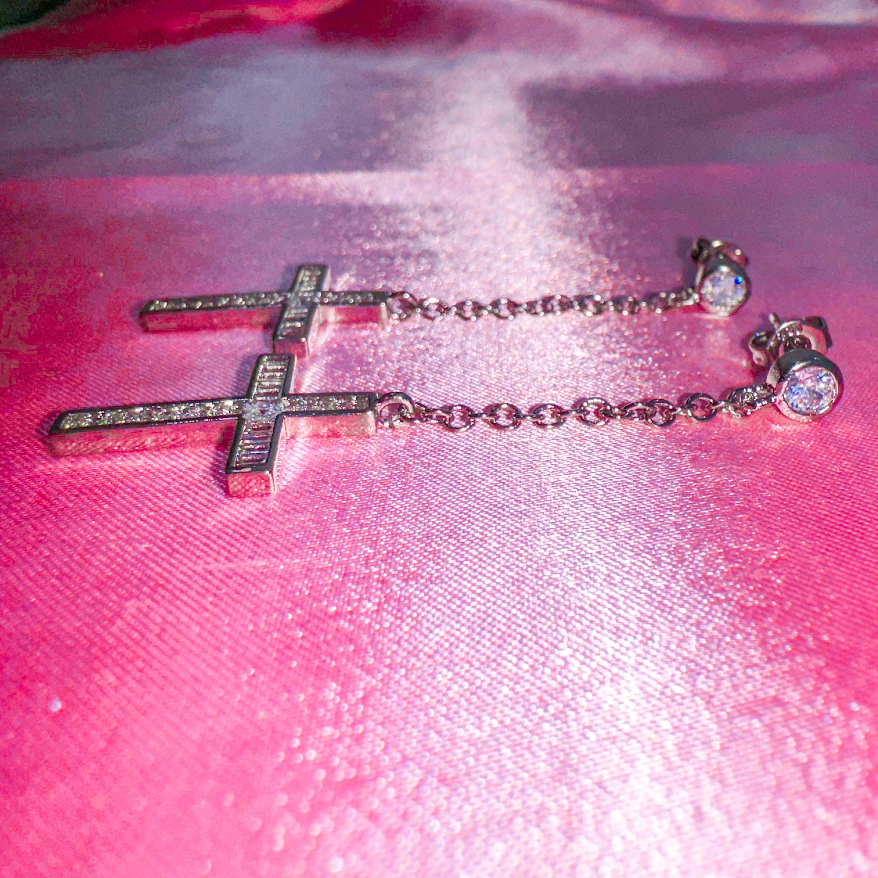 925 Cross Pendant Earrings