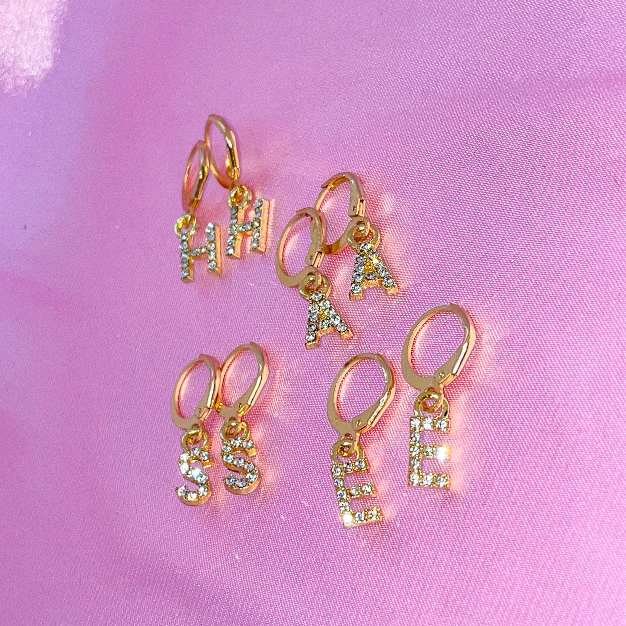 Icy Initial Earrings Gold