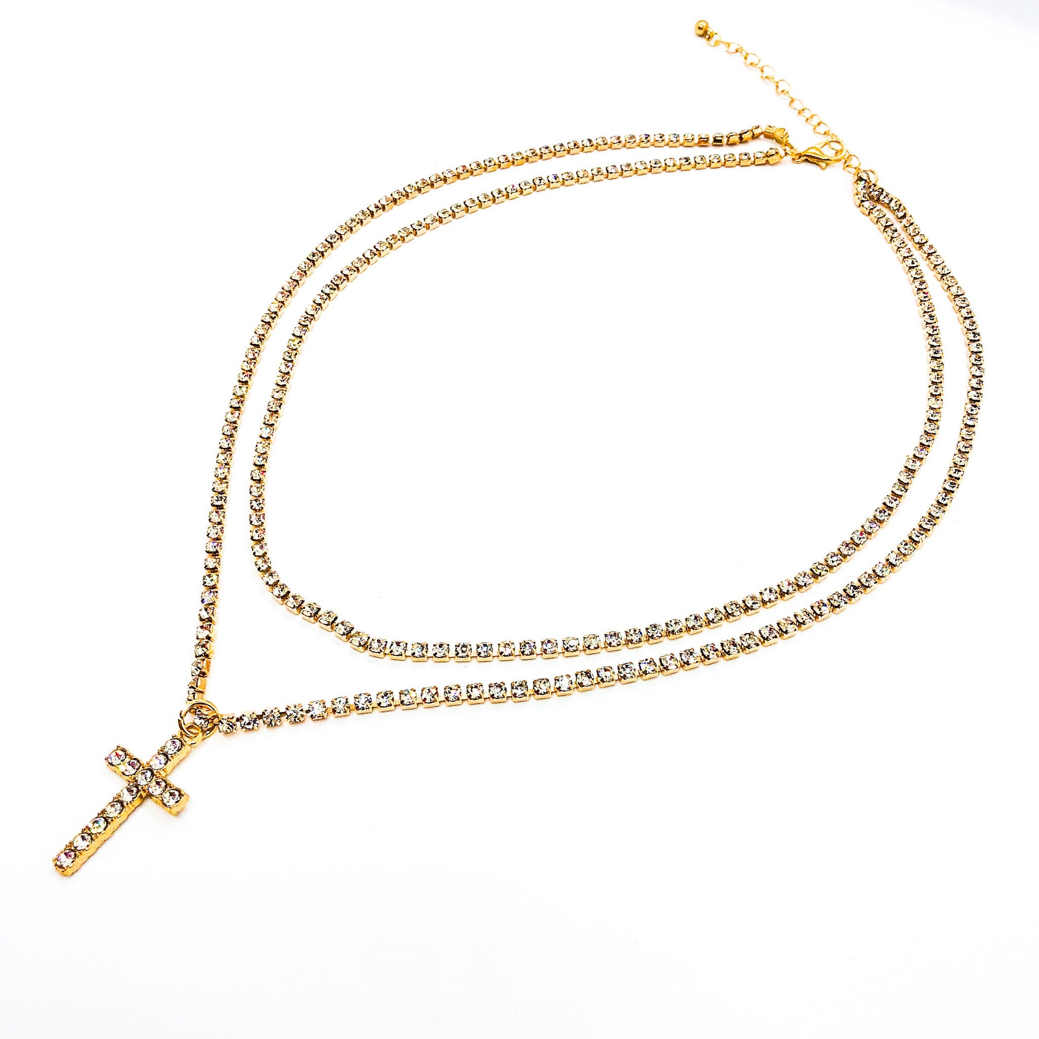 Icy Cross Necklace Gold