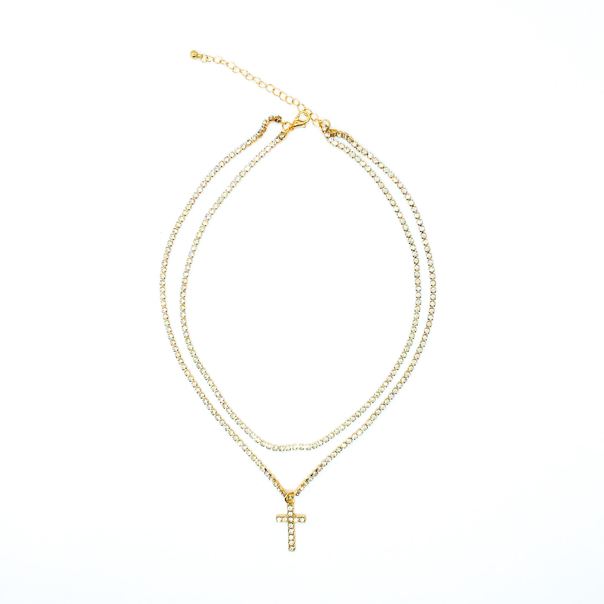 Icy Cross Necklace Gold