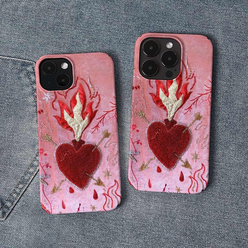 Red Heart Fire iPhone Case