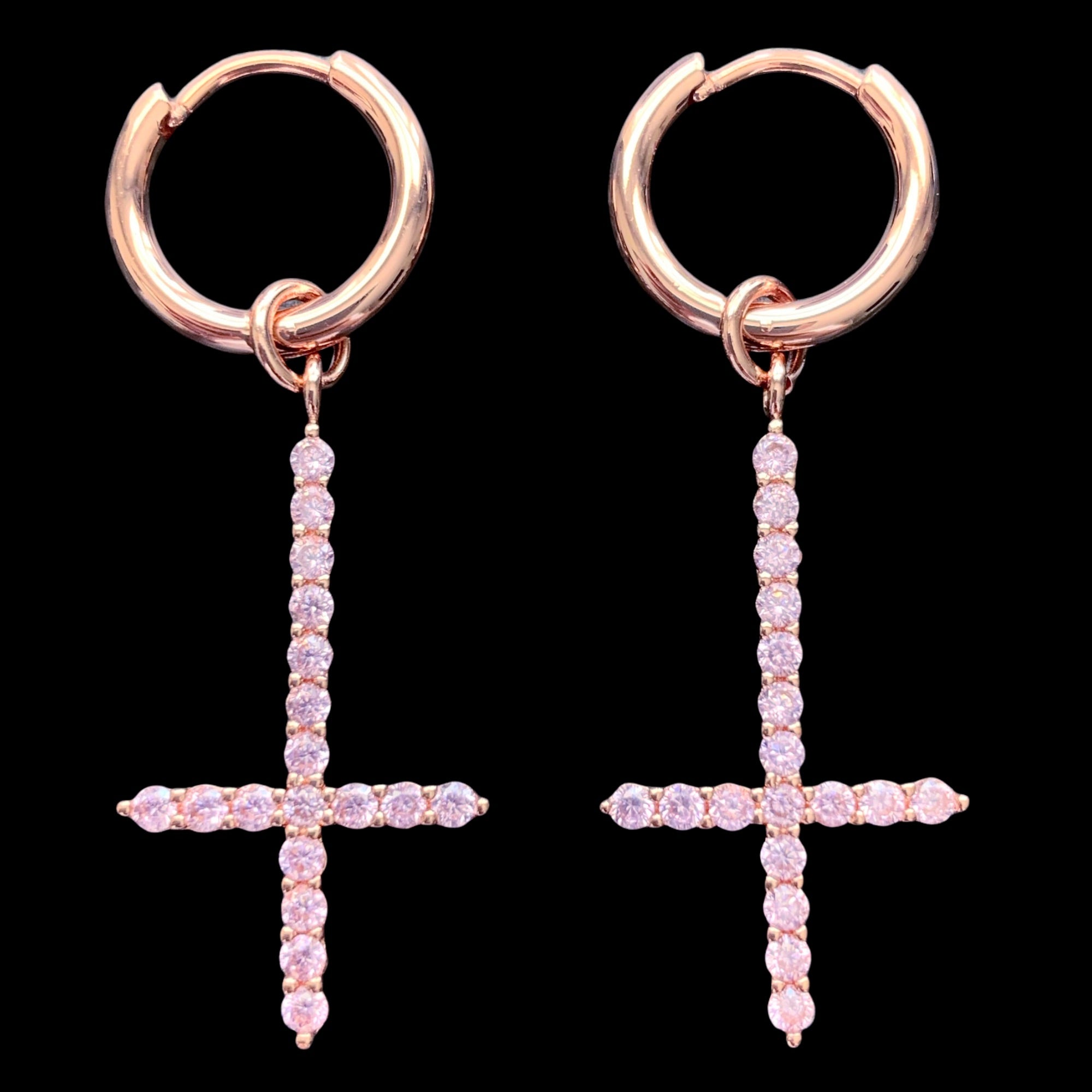 Pink Rose 'Cross' Earring