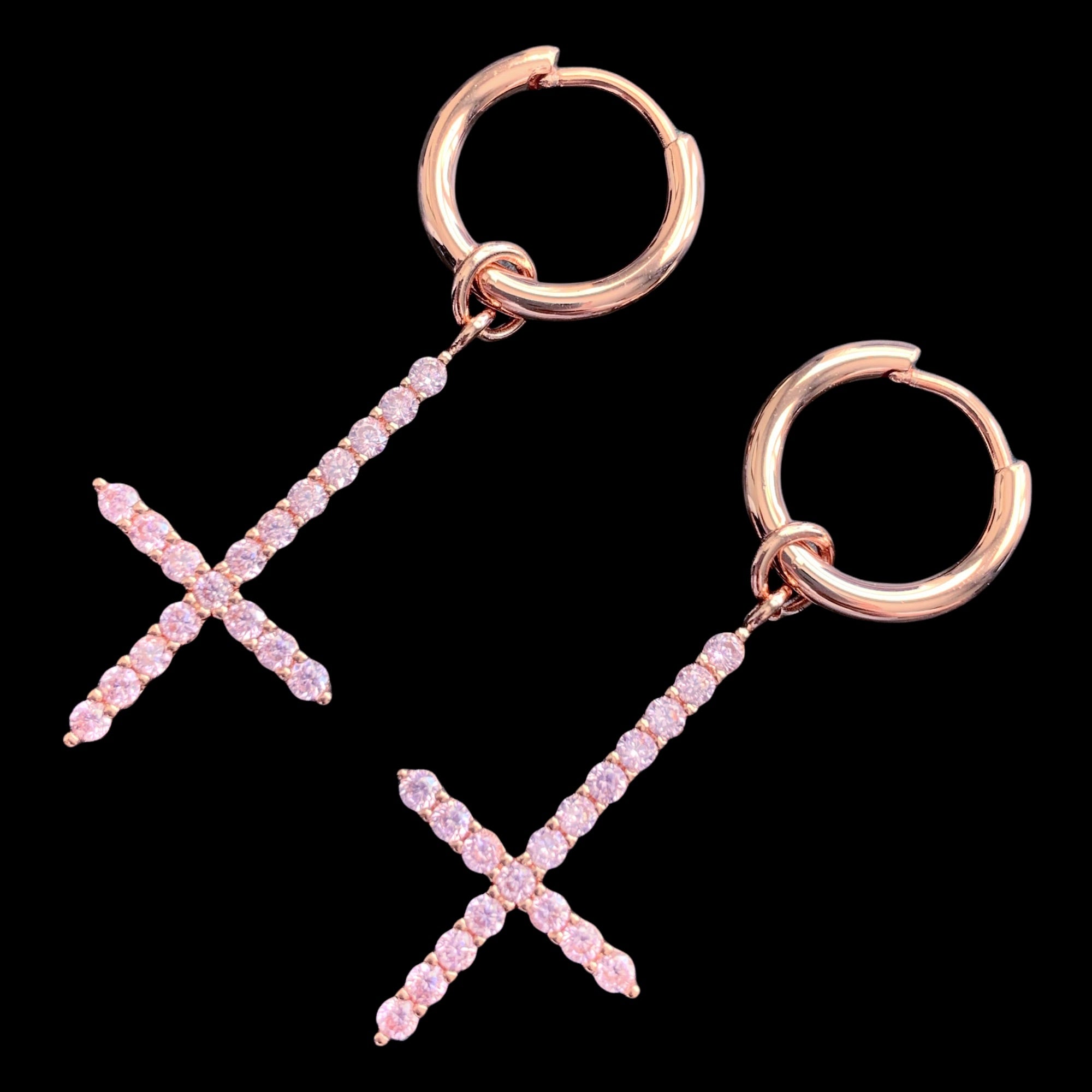 Pink Rose 'Cross' Earring