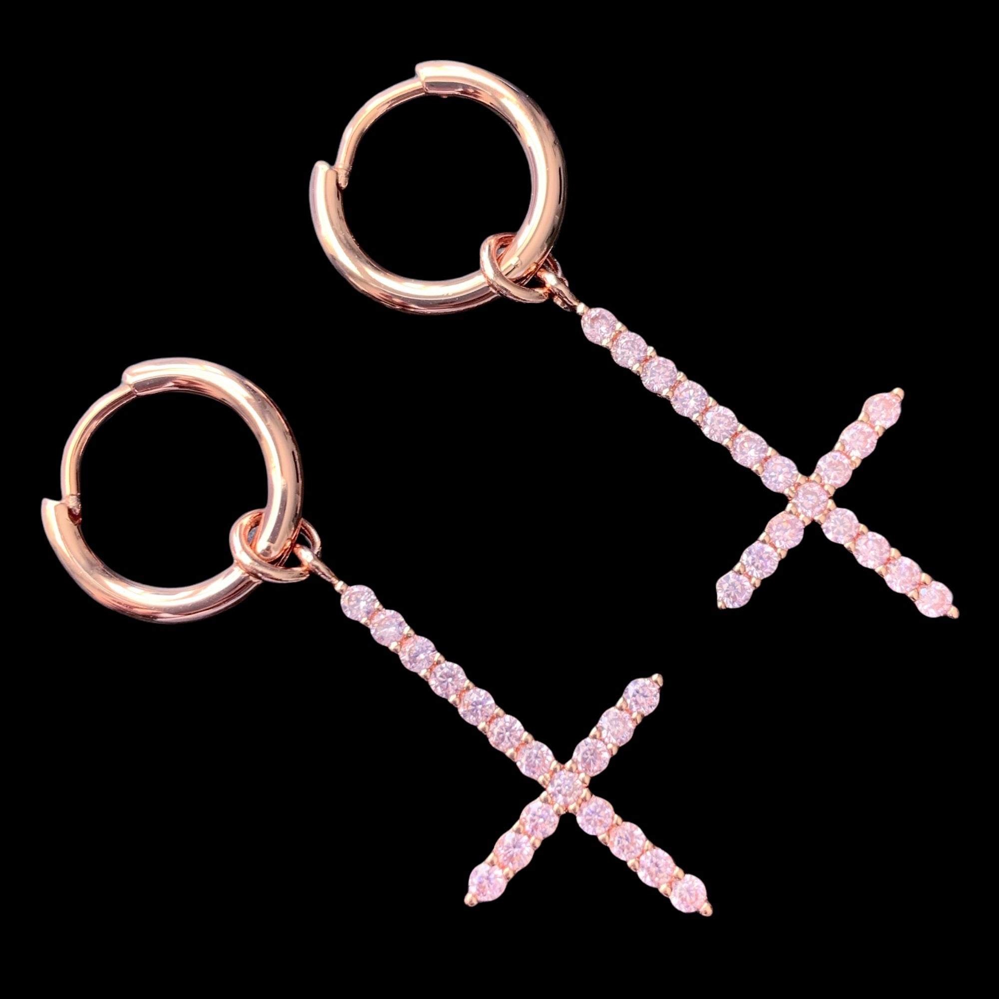 Pink Rose 'Cross' Earring