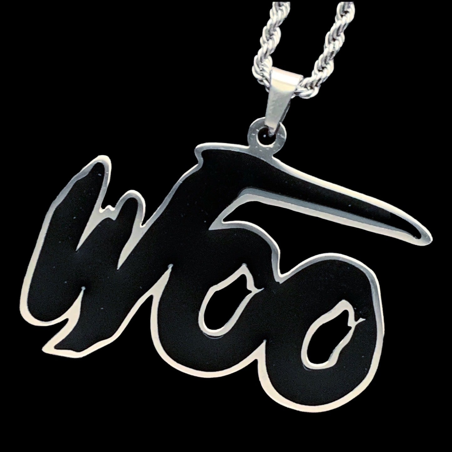 Black 'WOO' Necklace