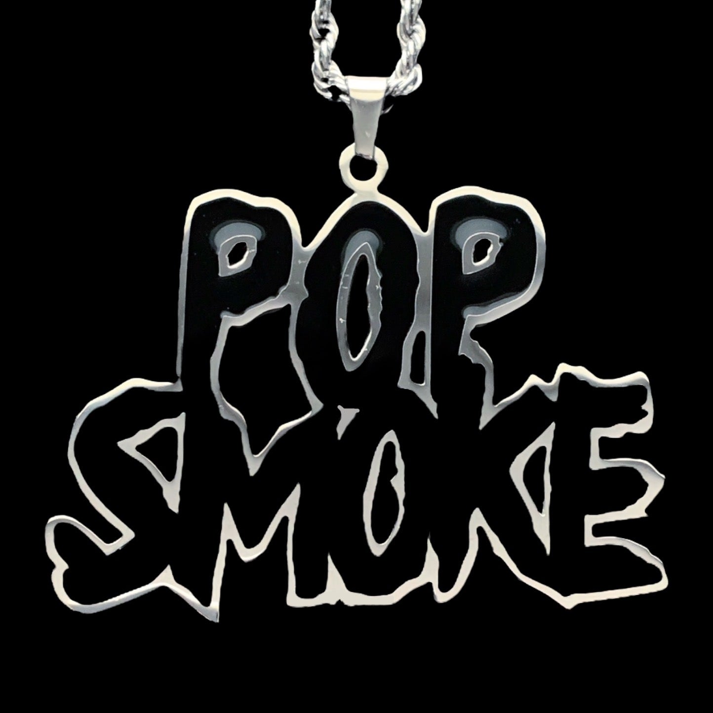 Black 'POP SMOKE' Necklace