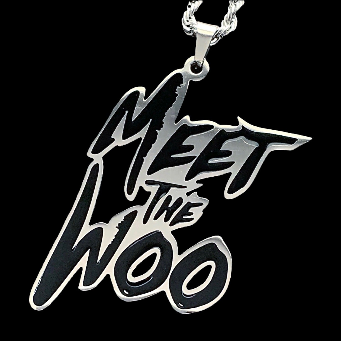 Black 'Meet the Woo' Necklace