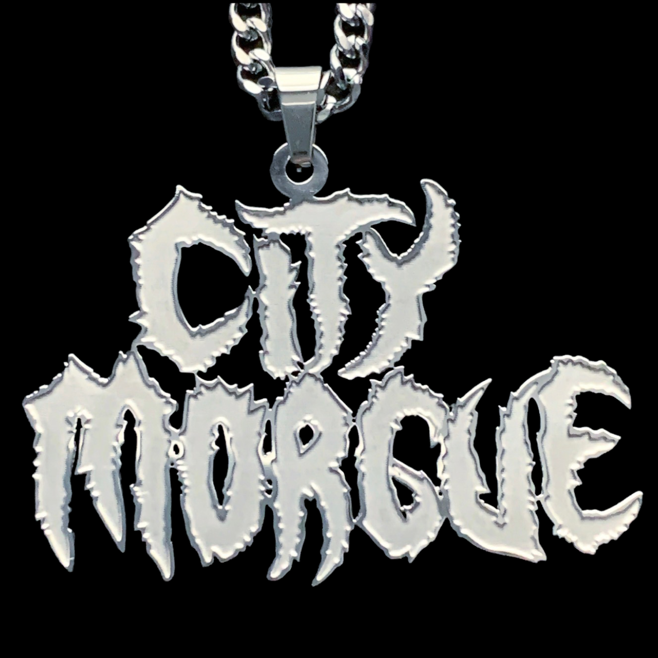 Etched 'CITY MORGUE' Necklace