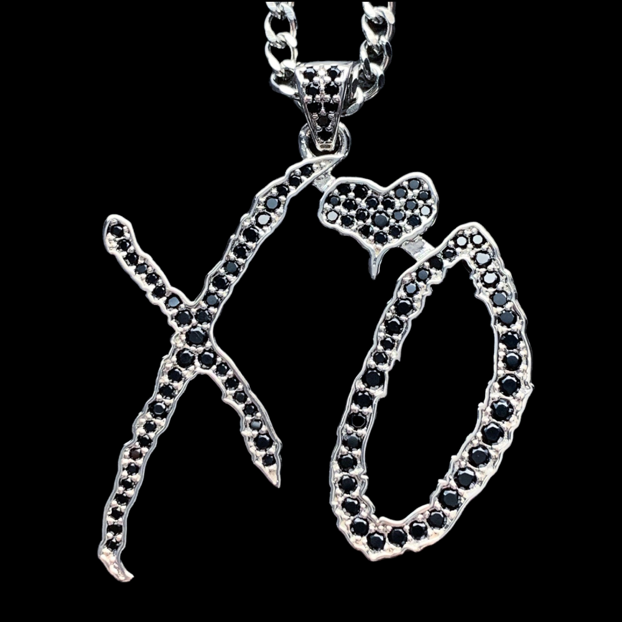 Iced Black 'XO' Necklace