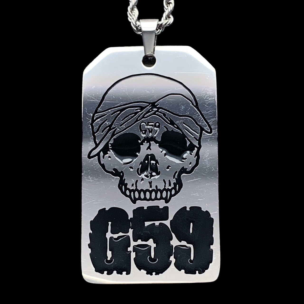 Black 'G59 Toe Tag' Necklace