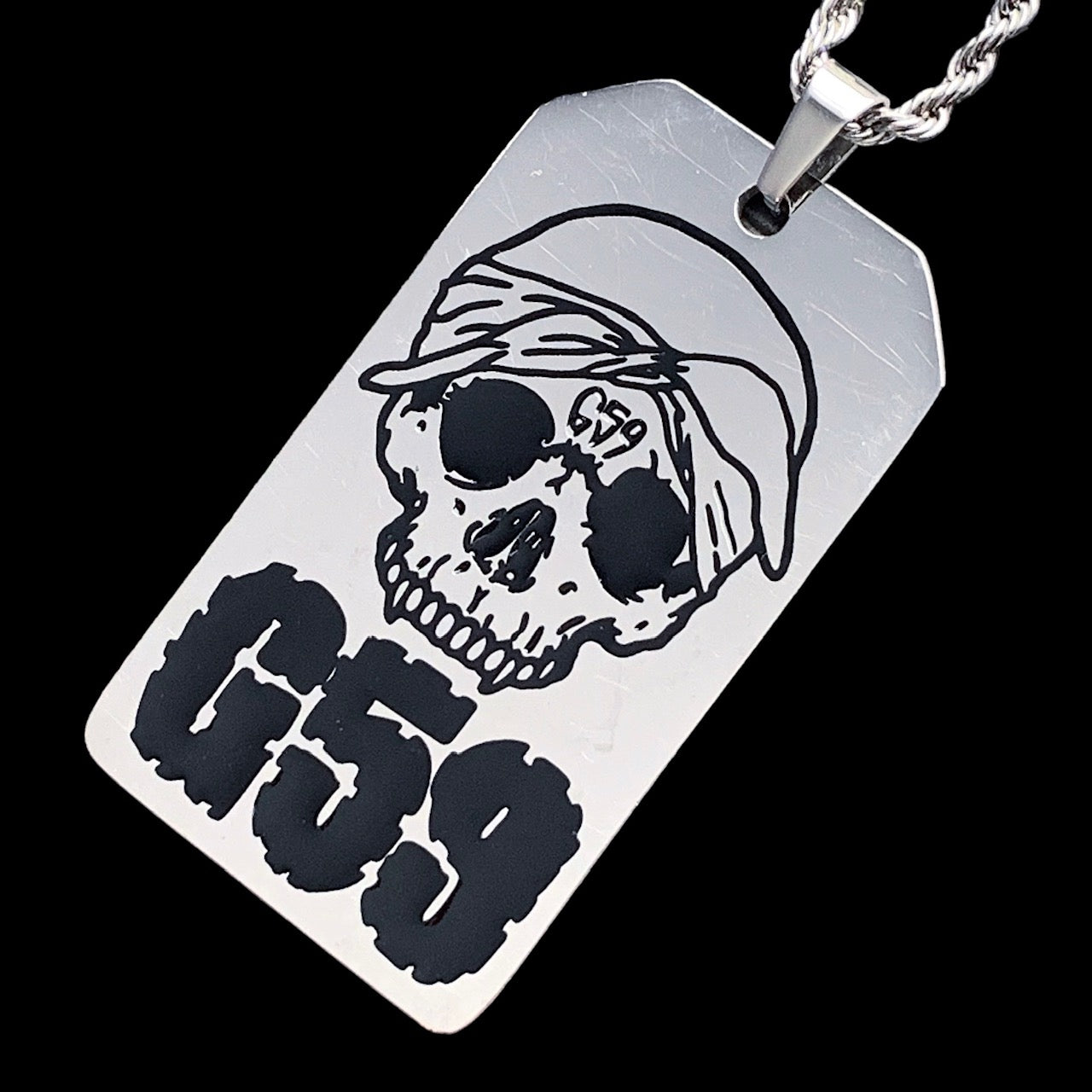 Black 'G59 Toe Tag' Necklace