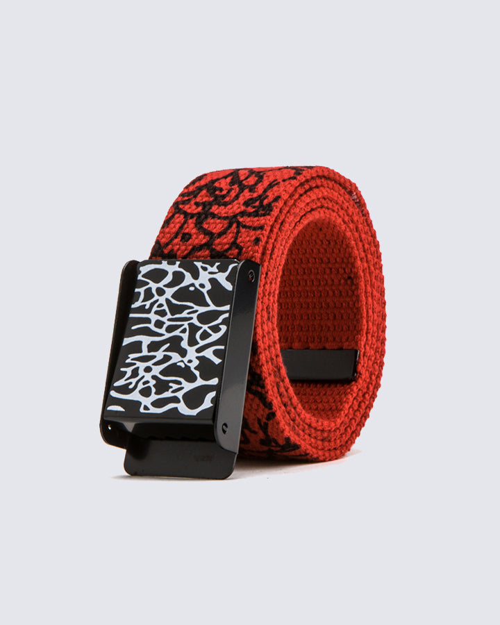 Graffiti-Print Buckle Canvas Belt