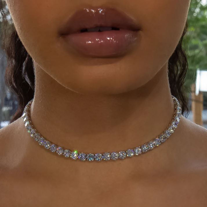 6MM WHITE GOLD PLATED CHOKER TENNIS CHAIN