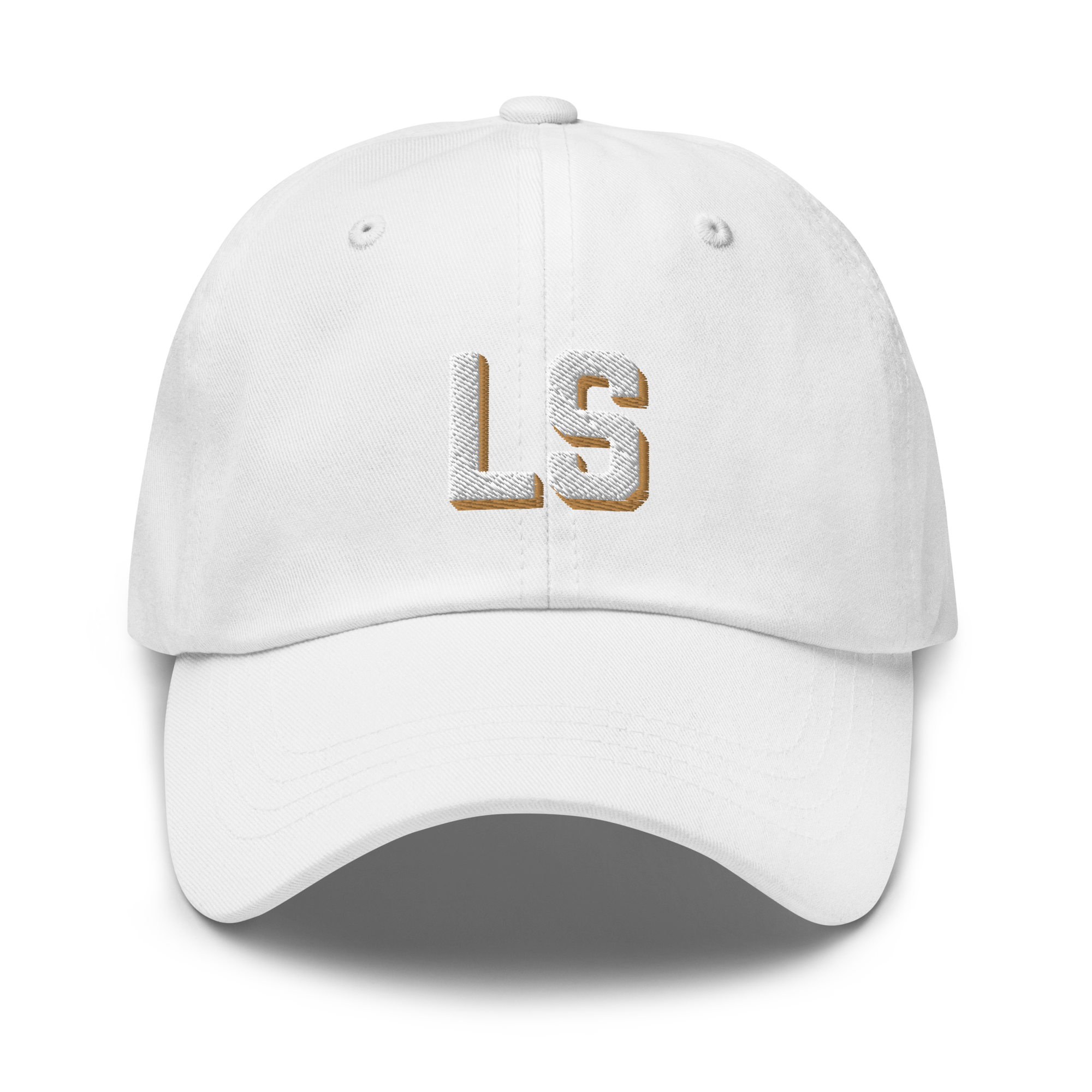 CUSTOM Varsity Initials White Embroidered Dad Hat