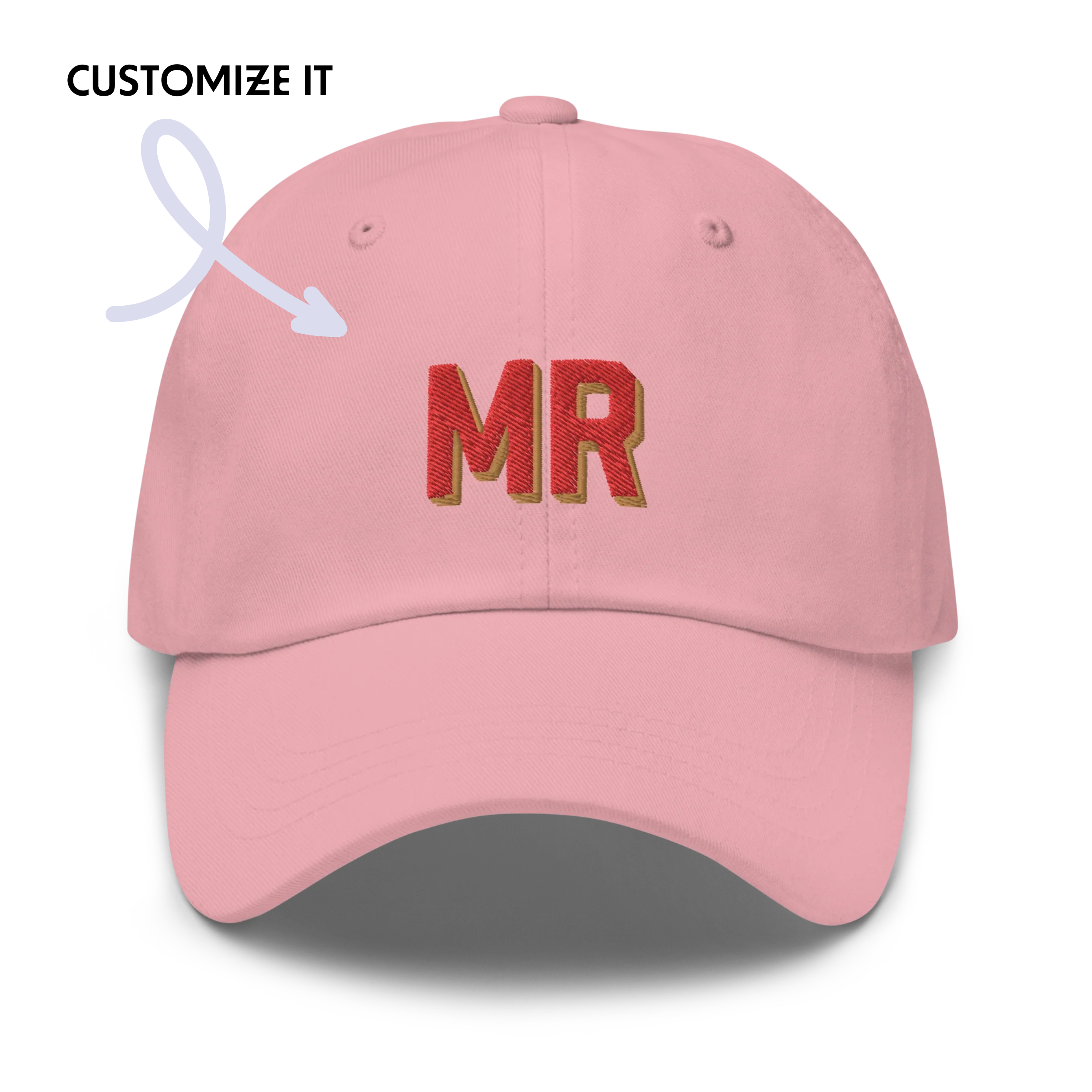 CUSTOM Varsity Initials Red Embroidered Dad Hat