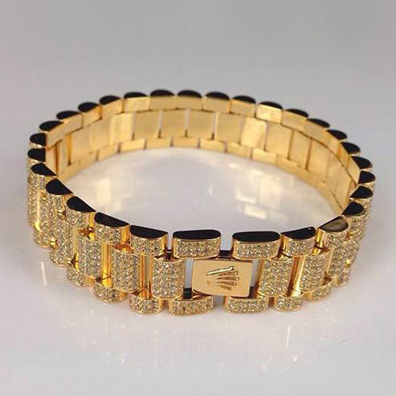 Goldplated Premium Iced Out Rolex Link Bracelet