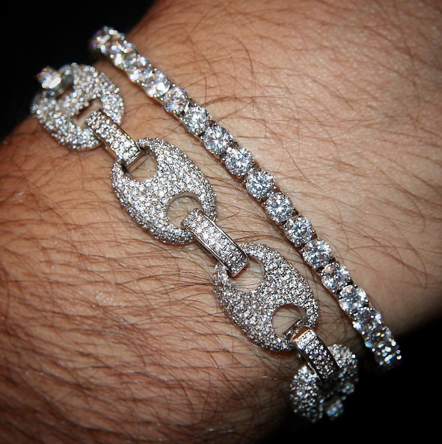 12mm Iced Out Gucci Link Bracelet